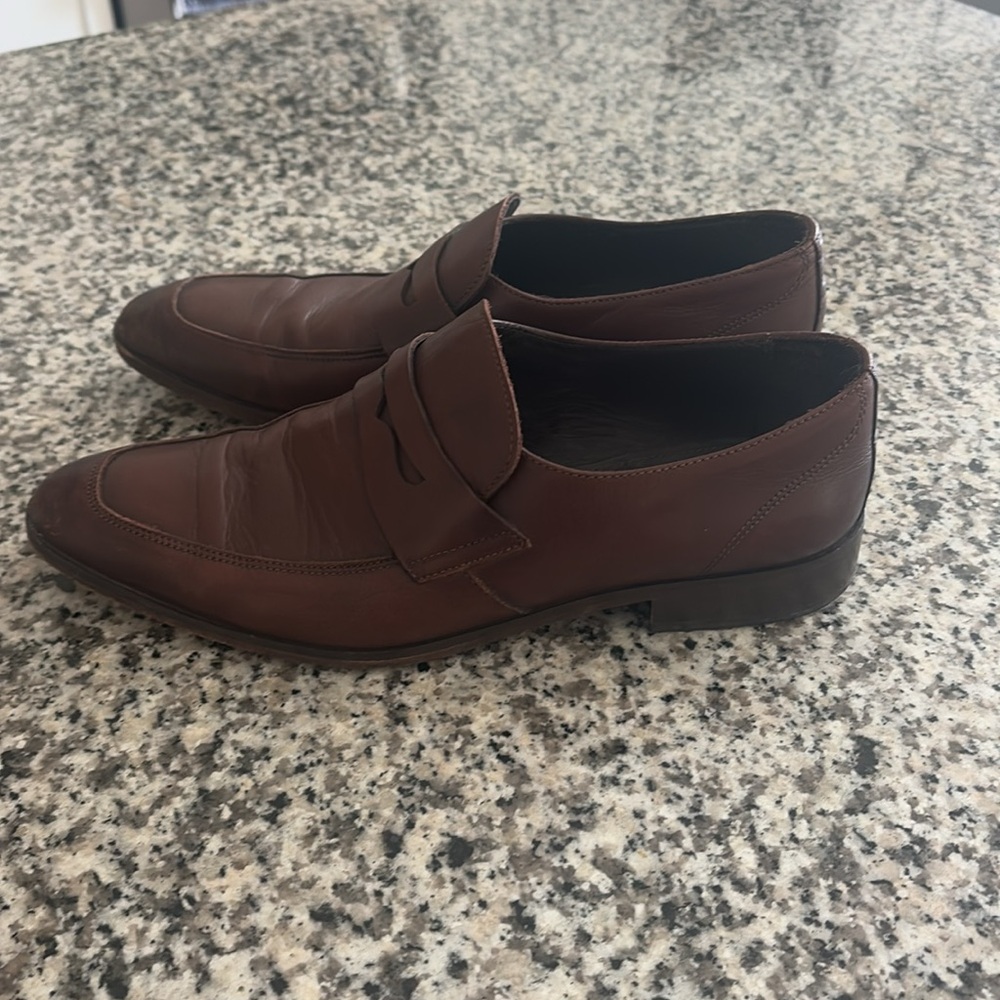 Bruno Magli Men’s Size 9 Brown Leather Penny Loafers Classic Dress Shoes